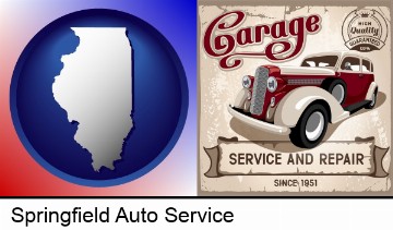 an auto service and repairs garage sign in Springfield, IL