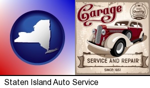 Staten Island, New York - an auto service and repairs garage sign