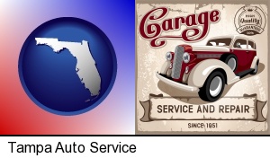 Tampa, Florida - an auto service and repairs garage sign