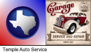 Temple, Texas - an auto service and repairs garage sign