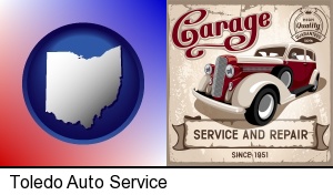 Toledo, Ohio - an auto service and repairs garage sign