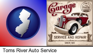 Toms River, New Jersey - an auto service and repairs garage sign