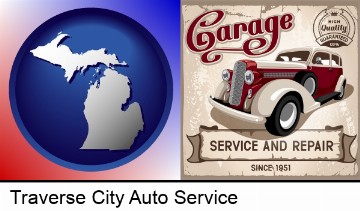 an auto service and repairs garage sign in Traverse City, MI