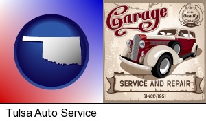Tulsa, Oklahoma - an auto service and repairs garage sign