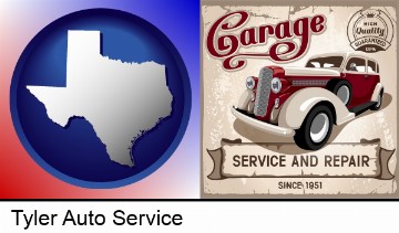 an auto service and repairs garage sign in Tyler, TX