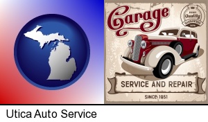 Utica, Michigan - an auto service and repairs garage sign