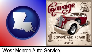 an auto service and repairs garage sign in West Monroe, LA