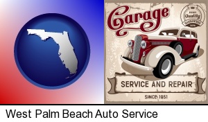 West Palm Beach, Florida - an auto service and repairs garage sign