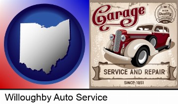an auto service and repairs garage sign in Willoughby, OH