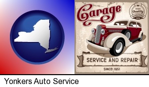 Yonkers, New York - an auto service and repairs garage sign