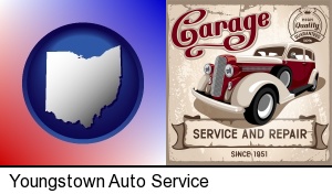 Youngstown, Ohio - an auto service and repairs garage sign