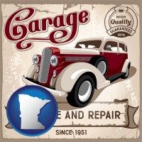 an auto service and repairs garage sign - with MN icon