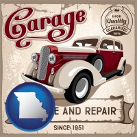 an auto service and repairs garage sign - with MO icon