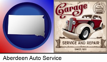 an auto service and repairs garage sign in Aberdeen, SD