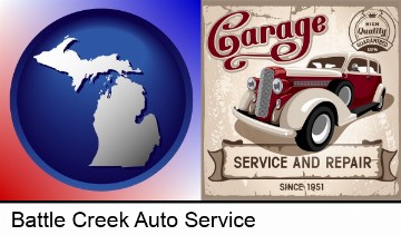 an auto service and repairs garage sign in Battle Creek, MI
