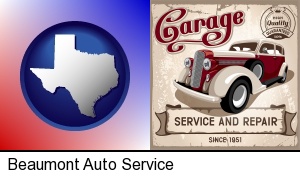 Beaumont, Texas - an auto service and repairs garage sign