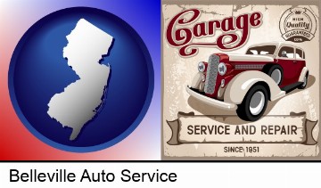 an auto service and repairs garage sign in Belleville, NJ