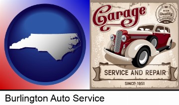 an auto service and repairs garage sign in Burlington, NC