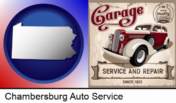 an auto service and repairs garage sign in Chambersburg, PA