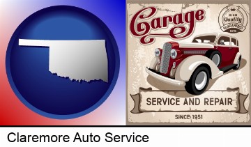 an auto service and repairs garage sign in Claremore, OK
