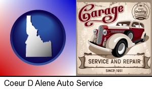 Coeur D Alene, Idaho - an auto service and repairs garage sign