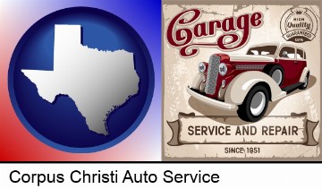 an auto service and repairs garage sign in Corpus Christi, TX