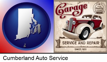 an auto service and repairs garage sign in Cumberland, RI