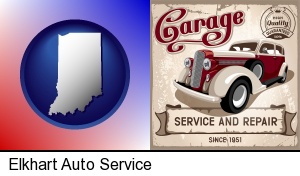 Elkhart, Indiana - an auto service and repairs garage sign