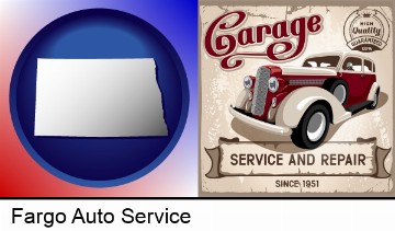 an auto service and repairs garage sign in Fargo, ND