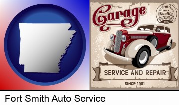 an auto service and repairs garage sign in Fort Smith, AR