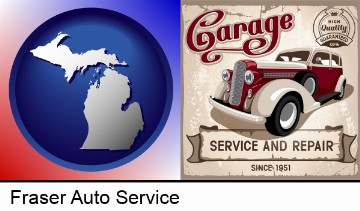 an auto service and repairs garage sign in Fraser, MI