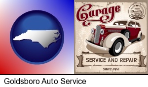 Goldsboro, North Carolina - an auto service and repairs garage sign