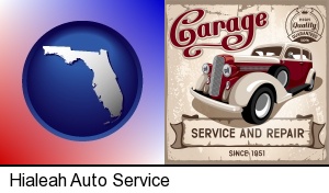 an auto service and repairs garage sign in Hialeah, FL