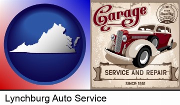 an auto service and repairs garage sign in Lynchburg, VA