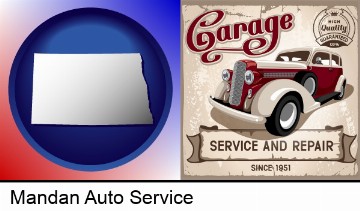 an auto service and repairs garage sign in Mandan, ND