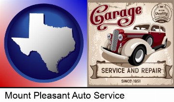 an auto service and repairs garage sign in Mount Pleasant, TX