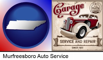 an auto service and repairs garage sign in Murfreesboro, TN