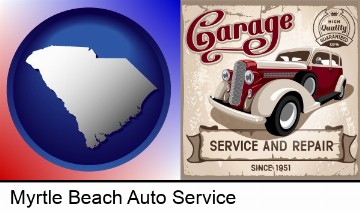 an auto service and repairs garage sign in Myrtle Beach, SC