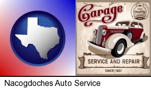 Nacogdoches, Texas - an auto service and repairs garage sign