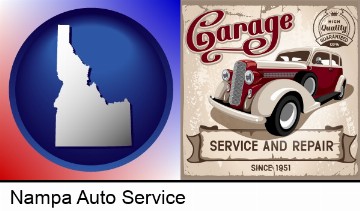 an auto service and repairs garage sign in Nampa, ID