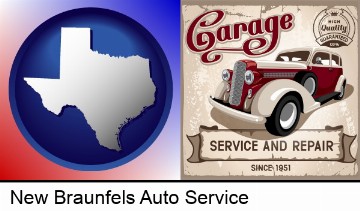 an auto service and repairs garage sign in New Braunfels, TX