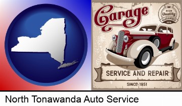 an auto service and repairs garage sign in North Tonawanda, NY