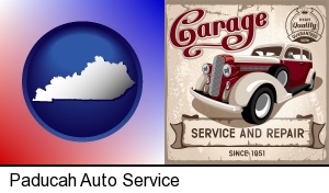 Paducah, Kentucky - an auto service and repairs garage sign
