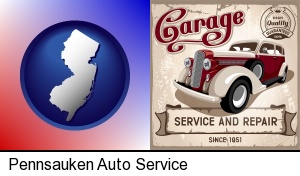 an auto service and repairs garage sign in Pennsauken, NJ