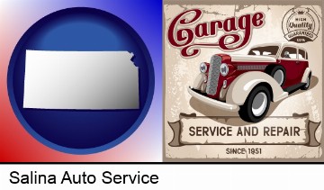 an auto service and repairs garage sign in Salina, KS