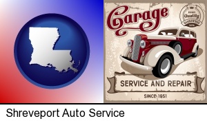 Shreveport, Louisiana - an auto service and repairs garage sign