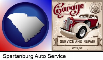 an auto service and repairs garage sign in Spartanburg, SC