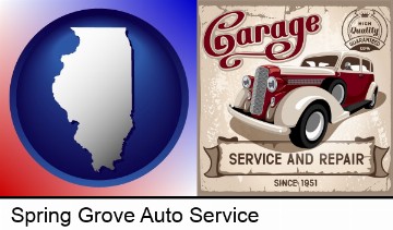 an auto service and repairs garage sign in Spring Grove, IL
