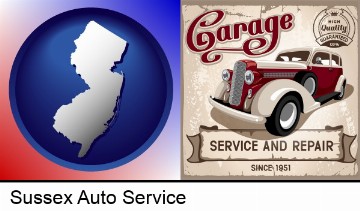 an auto service and repairs garage sign in Sussex, NJ