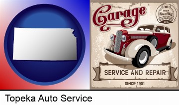an auto service and repairs garage sign in Topeka, KS